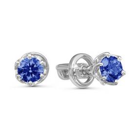 Серьги из белого золота КЮЗ Del'ta DБР250739б с сапфиром DБР250739б фото
