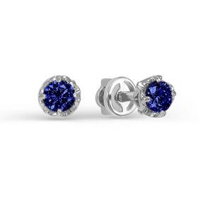 Серьги из белого золота КЮЗ Del'ta DБР250749б с сапфиром DБР250749б фото