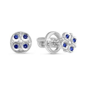 Серьги из белого золота КЮЗ Del'ta DБР250764б с сапфиром DБР250764б фото