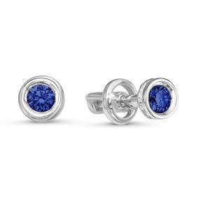 Серьги из белого золота КЮЗ Del'ta DБР250778б с сапфиром DБР250778б фото