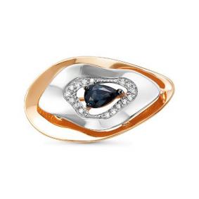 Золотая брошь КЮЗ Del'ta DБР261164гт с бриллиантом и гидротермальным сапфиром DБР261164гт фото