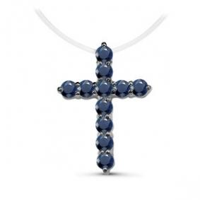 Колье на леске Крест КЮЗ Del'ta с сапфиром DБР270245б DБР270245б фото