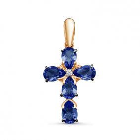 Золотая подвеска КЮЗ Del'ta DБР280000гт с бриллиантом и сапфировым корундом DБР280000гт фото