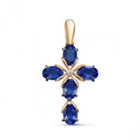 Золотая подвеска КЮЗ Del'ta DБР280001гт с бриллиантом и гидротермальным сапфиром DБР280001гт фото