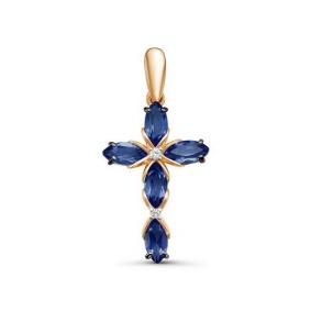 Золотая подвеска КЮЗ Del'ta DБР280002гт с бриллиантом и сапфировым корундом DБР280002гт фото