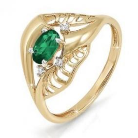 Золотое кольцо КЮЗ Del'ta DБР310103 с бриллиантом и изумрудом DБР310103 фото