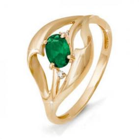 Золотое кольцо КЮЗ Del'ta DБР310106 с бриллиантом и изумрудом DБР310106 фото