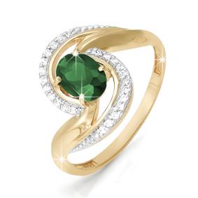 Золотое кольцо КЮЗ Del'ta DБР310114 с бриллиантом и изумрудом DБР310114 фото