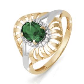 Золотое кольцо КЮЗ Del'ta DБР310120 с бриллиантом и изумрудом DБР310120 фото