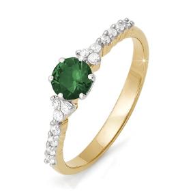 Золотое кольцо КЮЗ Del'ta DБР310179 с бриллиантом и изумрудом DБР310179 фото