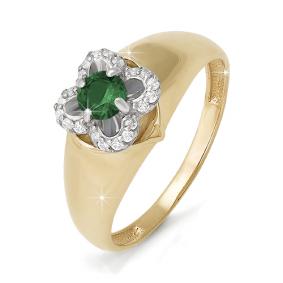 Золотое кольцо КЮЗ Del'ta DБР310191 с бриллиантом и изумрудом DБР310191 фото