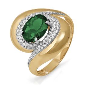 Золотое кольцо КЮЗ Del'ta DБР310234 с бриллиантом и изумрудом DБР310234 фото