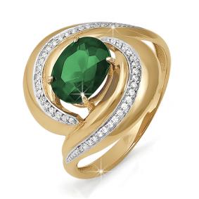 Золотое кольцо КЮЗ Del'ta DБР310240 с бриллиантом и изумрудом DБР310240 фото