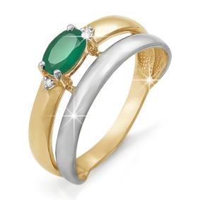 Золотое кольцо КЮЗ Del'ta DБР310260 с бриллиантом и изумрудом DБР310260 фото