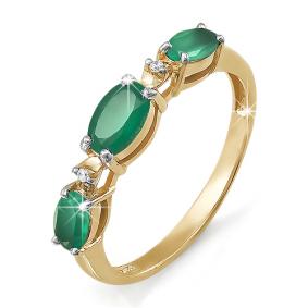 Золотое кольцо КЮЗ Del'ta DБР310270 с бриллиантом и изумрудом DБР310270 фото