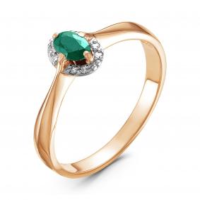 Золотое кольцо КЮЗ Del'ta DБР310715 с бриллиантом и изумрудом DБР310715 фото