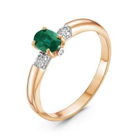 Золотое кольцо КЮЗ Del'ta DБР310727 с бриллиантом и изумрудом DБР310727 фото