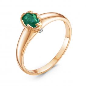Золотое кольцо КЮЗ Del'ta DБР310729 с бриллиантом и изумрудом DБР310729 фото