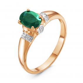 Золотое кольцо КЮЗ Del'ta DБР310735 с бриллиантом и изумрудом DБР310735 фото