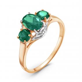 Золотое кольцо КЮЗ Del'ta DБР310760гт с бриллиантом и гидротермальным изумрудом DБР310760гт фото