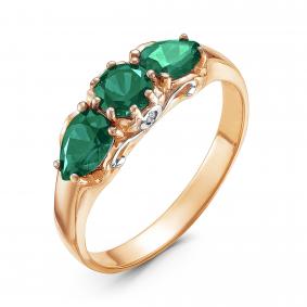 Золотое кольцо КЮЗ Del'ta DБР310762гт с бриллиантом и гидротермальным изумрудом DБР310762гт фото