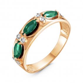 Золотое кольцо КЮЗ Del'ta DБР310775 с бриллиантом и изумрудом DБР310775 фото