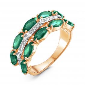 Золотое кольцо КЮЗ Del'ta DБР310781 с бриллиантом и изумрудом DБР310781 фото