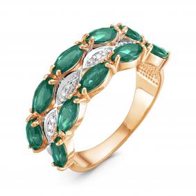 Золотое кольцо КЮЗ Del'ta DБР310787 с бриллиантом и изумрудом DБР310787 фото