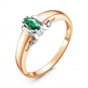 Золотое кольцо КЮЗ Del'ta DБР310796 с бриллиантом и изумрудом DБР310796 фото