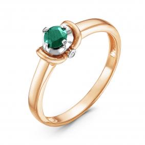 Золотое кольцо КЮЗ Del'ta DБР310799 с бриллиантом и изумрудом DБР310799 фото