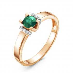 Золотое кольцо КЮЗ Del'ta DБР310806 с бриллиантом и изумрудом DБР310806 фото