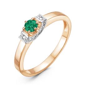 Золотое кольцо КЮЗ Del'ta DБР310900 с бриллиантом и изумрудом DБР310900 фото