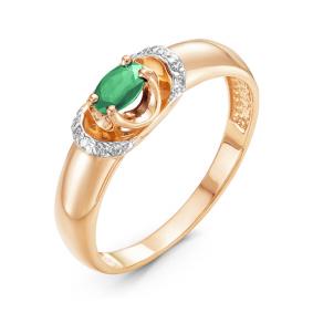 Золотое кольцо КЮЗ Del'ta DБР310945 с бриллиантом и изумрудом DБР310945 фото