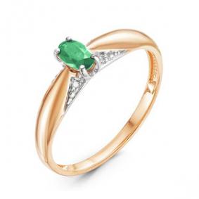 Золотое кольцо КЮЗ Del'ta DБР310948 с бриллиантом и изумрудом DБР310948 фото
