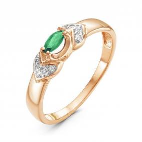 Золотое кольцо КЮЗ Del'ta DБР310955 с бриллиантом и изумрудом DБР310955 фото