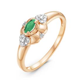 Золотое кольцо КЮЗ Del'ta DБР310958 с бриллиантом и изумрудом DБР310958 фото