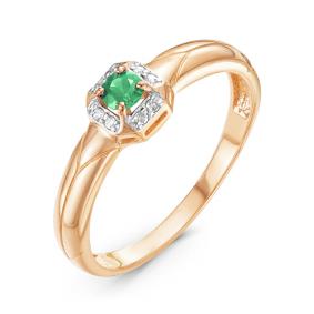Золотое кольцо КЮЗ Del'ta DБР310959 с бриллиантом и изумрудом DБР310959 фото