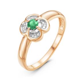 Золотое кольцо КЮЗ Del'ta DБР310964 с бриллиантом и изумрудом DБР310964 фото