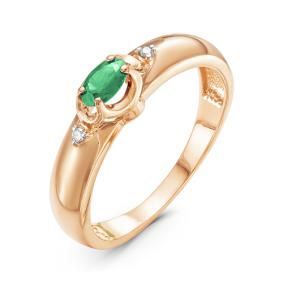 Золотое кольцо КЮЗ Del'ta DБР310965 с бриллиантом и изумрудом DБР310965 фото