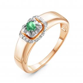 Золотое кольцо КЮЗ Del'ta DБР310966 с бриллиантом и изумрудом DБР310966 фото
