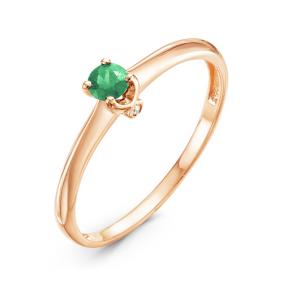 Золотое кольцо КЮЗ Del'ta DБР310967 с бриллиантом и изумрудом DБР310967 фото