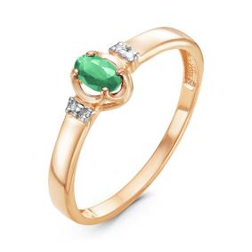 Золотое кольцо КЮЗ Del'ta DБР310975 с бриллиантом и изумрудом DБР310975 фото