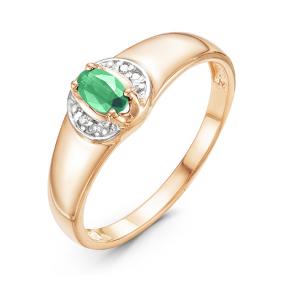 Золотое кольцо КЮЗ Del'ta DБР310976 с бриллиантом и изумрудом DБР310976 фото