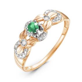 Золотое кольцо КЮЗ Del'ta DБР310979 с бриллиантом и изумрудом DБР310979 фото