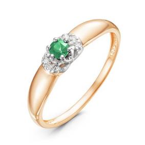 Золотое кольцо КЮЗ Del'ta DБР310980 с бриллиантом и изумрудом DБР310980 фото