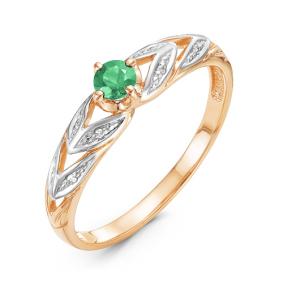 Золотое кольцо КЮЗ Del'ta DБР310983 с бриллиантом и изумрудом DБР310983 фото