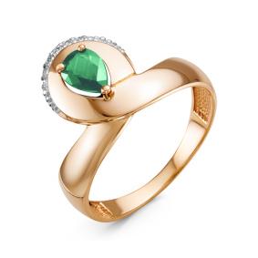 Золотое кольцо КЮЗ Del'ta DБР311041гт с бриллиантом и гидротермальным изумрудом DБР311041гт фото