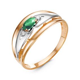Золотое кольцо КЮЗ Del'ta DБР311047 с бриллиантом и изумрудом DБР311047 фото