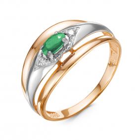 Золотое кольцо КЮЗ Del'ta DБР311052 с бриллиантом и изумрудом DБР311052 фото