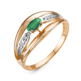 Золотое кольцо КЮЗ Del'ta DБР311053 с бриллиантом и изумрудом DБР311053 фото